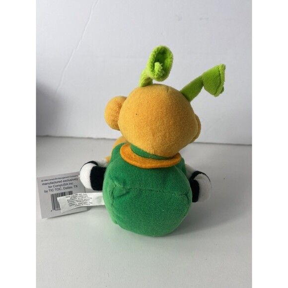 CompUSA Kids Pixel 1998 Yellow Green Robot 9” Stuffed Plush Toy - Picture 4 of 6